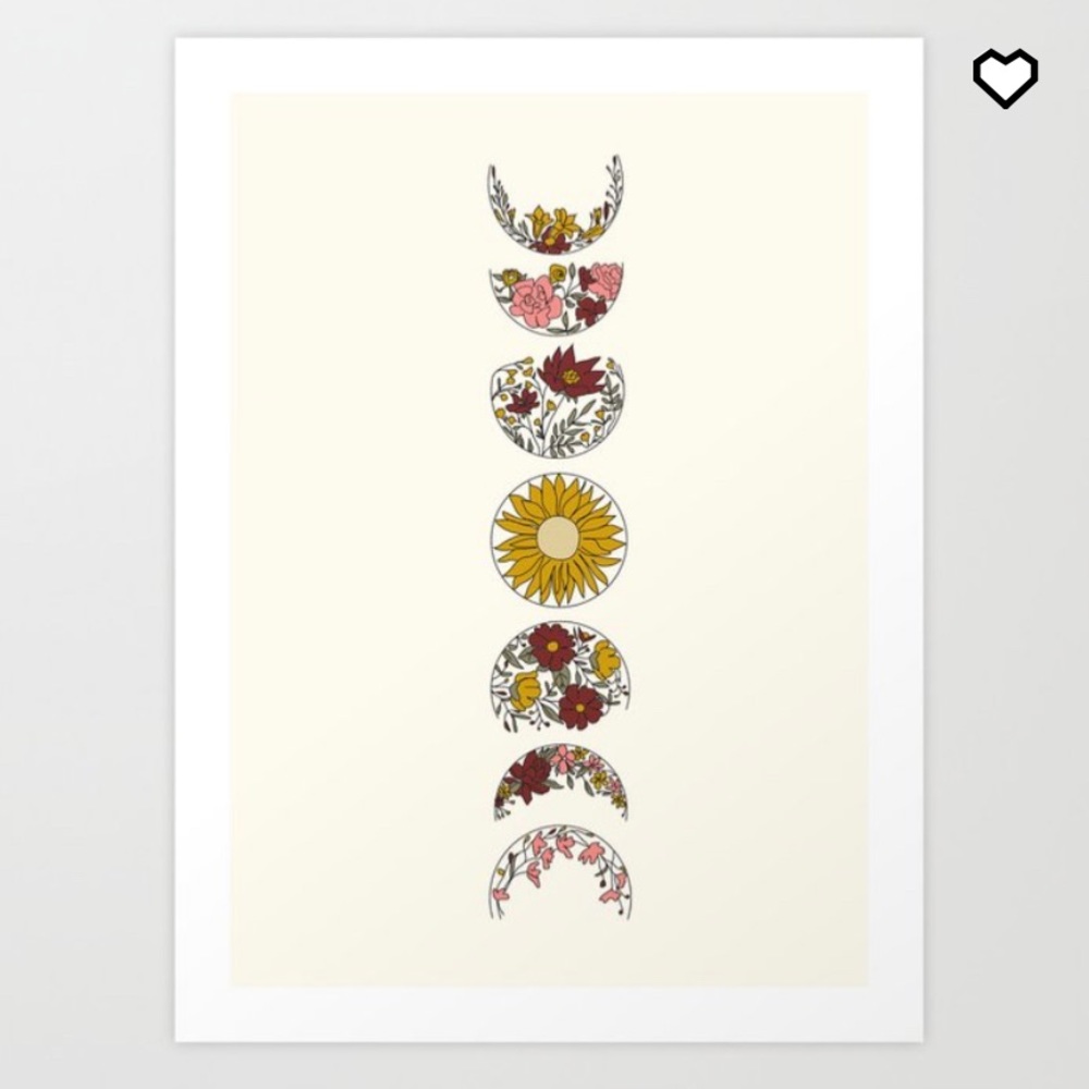 Society 6 Floral Moon Phases Painting